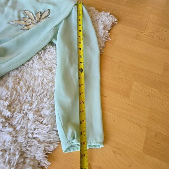 Monica Richards Mint Green Dress with Silver Embellishment Vtg size 5 - Picture 14 of 16